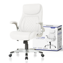 Montes Jett Executive Office Chair, Reclining Backrest, Retractable Footrest The Twillery Co. Upholstery Color: White