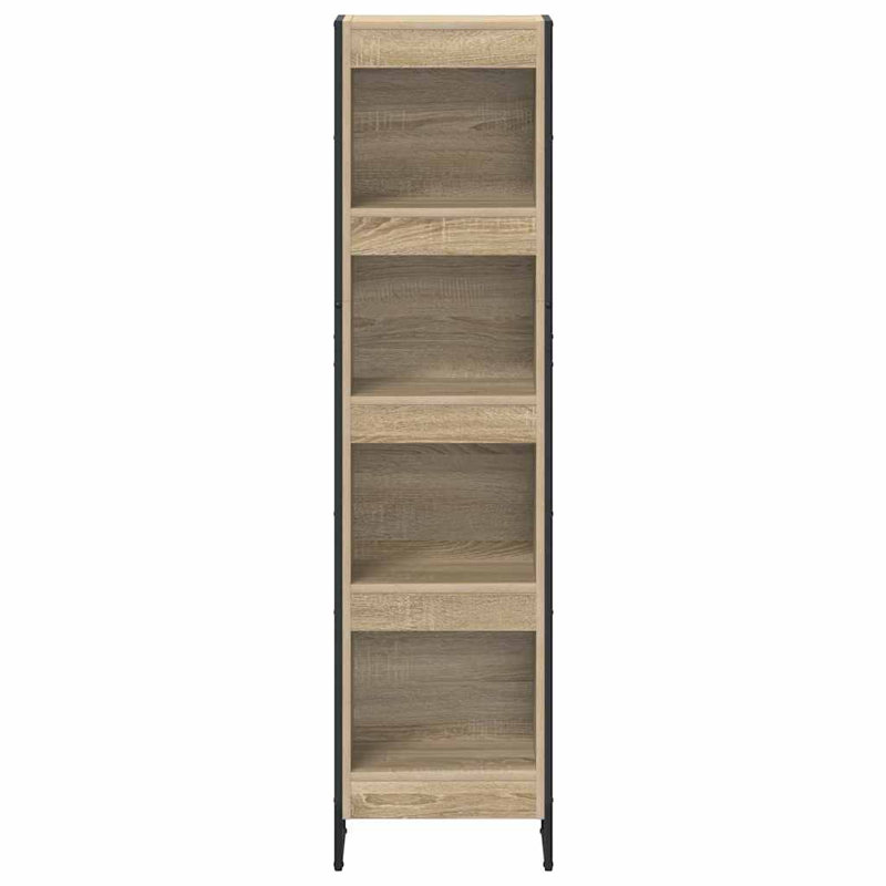 Steel Book Cabinet Bookcase, (4 Shelves) 155cm. H x 40cm. W x 30cm. D, Sonoma