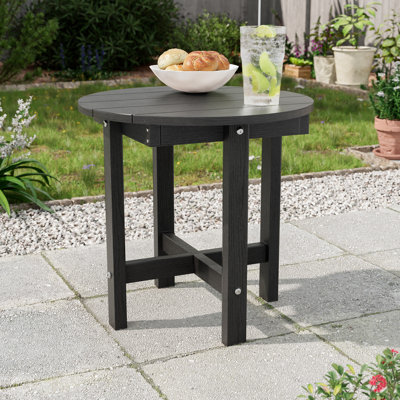 Round Outdoor Side Table, HDPE Small Adirondack End Table, Easy Clean Patio Side Table for Backyard, Pool, Porch, Garden and Lawn