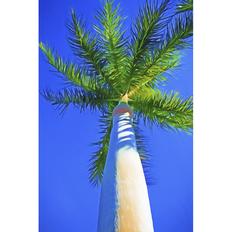 Blue Sky Palm II - Painting, 30 cm H x 20 cm W, Wrapped Canvas
