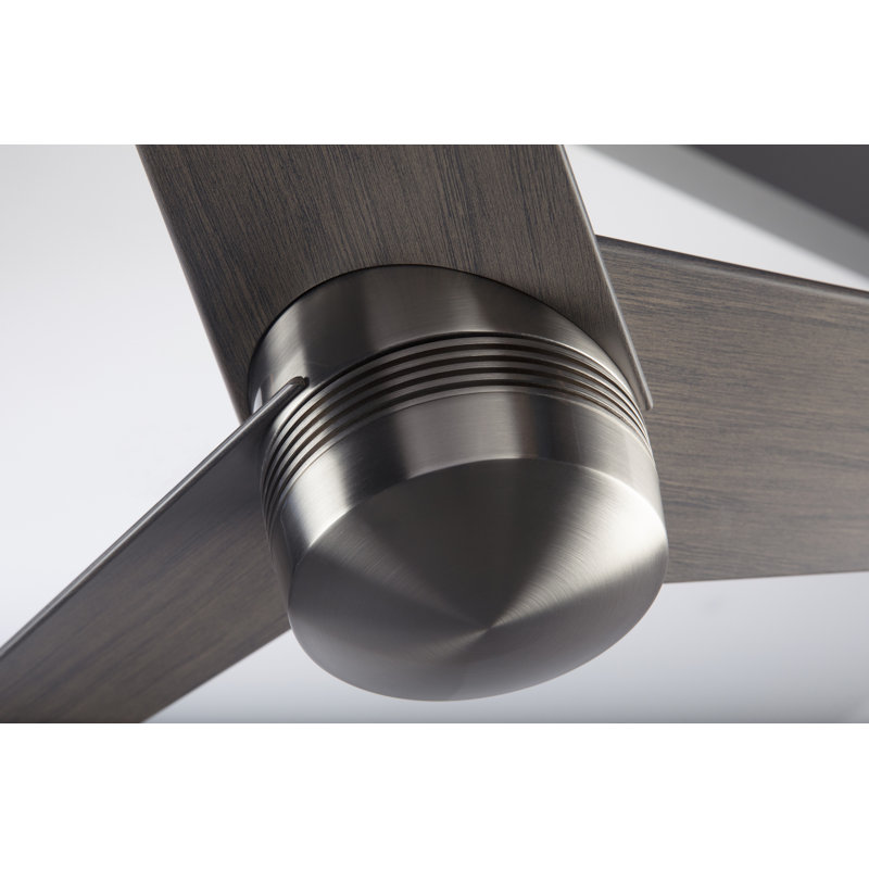 Velo Downrod Ceiling Fan, Bright Nickel, Wall/Remote Combo Controls, Graywash