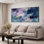 Très grand imprimé mural d'art sur toile - La couleur abstraite mauve et bleue douce mélange le décor de l'œuvre pour le salon ou la chambre à coucher - «Assemblage requis du cadre (cadre non fini)»