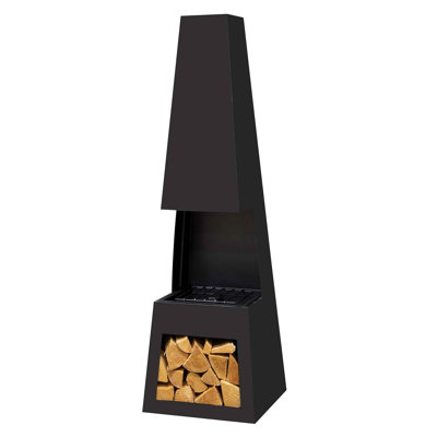 Gebkea Square Steel Wood Burning Smokeless Chimnea