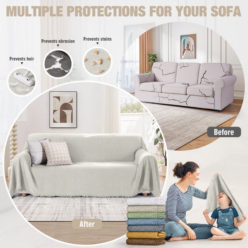 Wald Soft Sofa Cover,Washable Sectional Slipcover,Durable Sofa Blanket Couch Cover,Pet Friendly Bed Cover