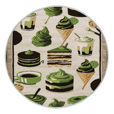 Washable Matcha desserts Desserts Area Rug