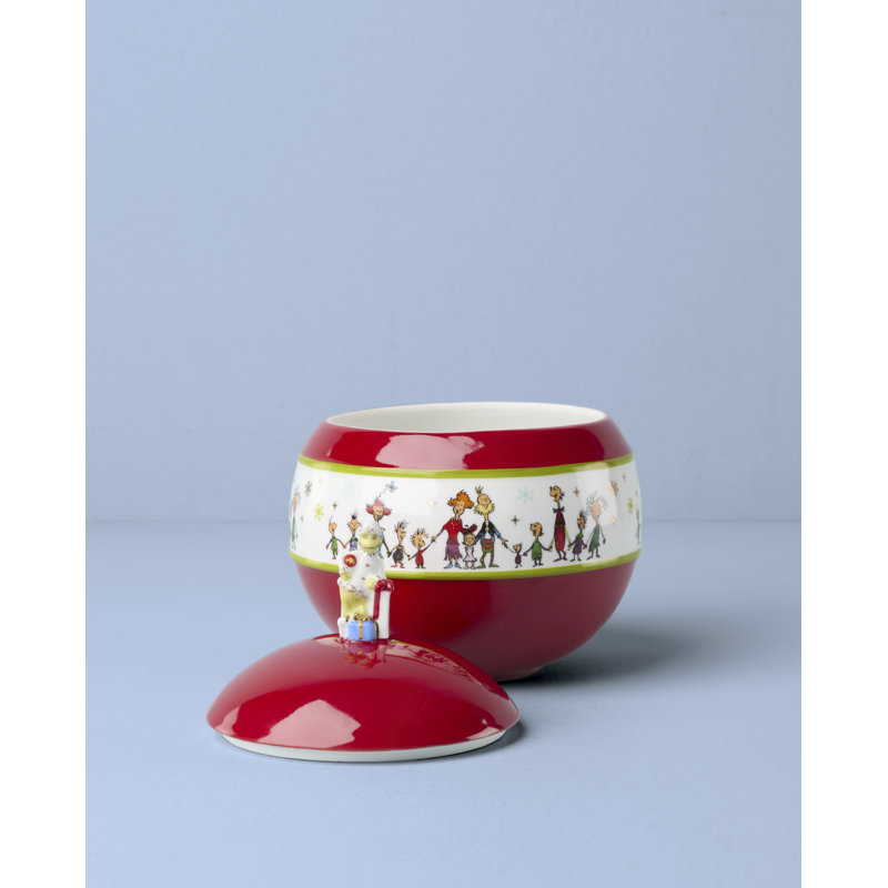 Lenox Merry Grinchmas Covered Candy Jar Townspeople