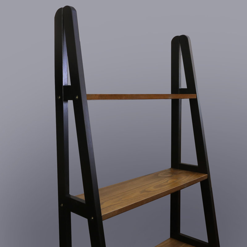 Bibliothèque échelle en bois massif H 72,5 "x l 25,25" Natrona, Rustic Brown/Black
