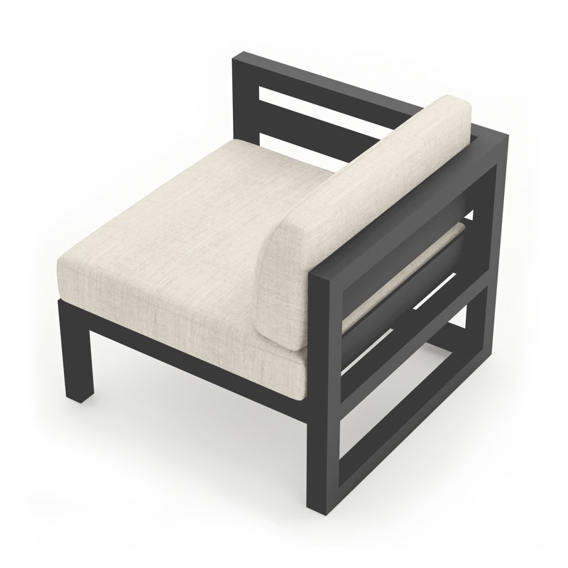 Smith Outdoor Left Arm Lounge Chair with Sunbrella Cushions, Cast Silver Sunbrella®, Slate