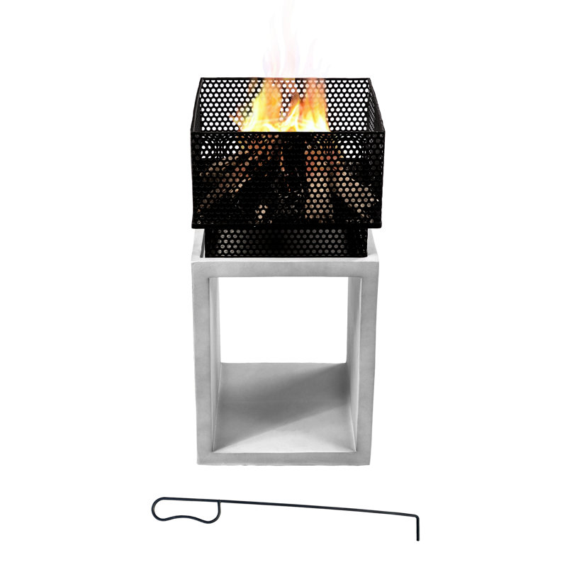 Square Concrete Wood Burning Smokeless Fire Pit