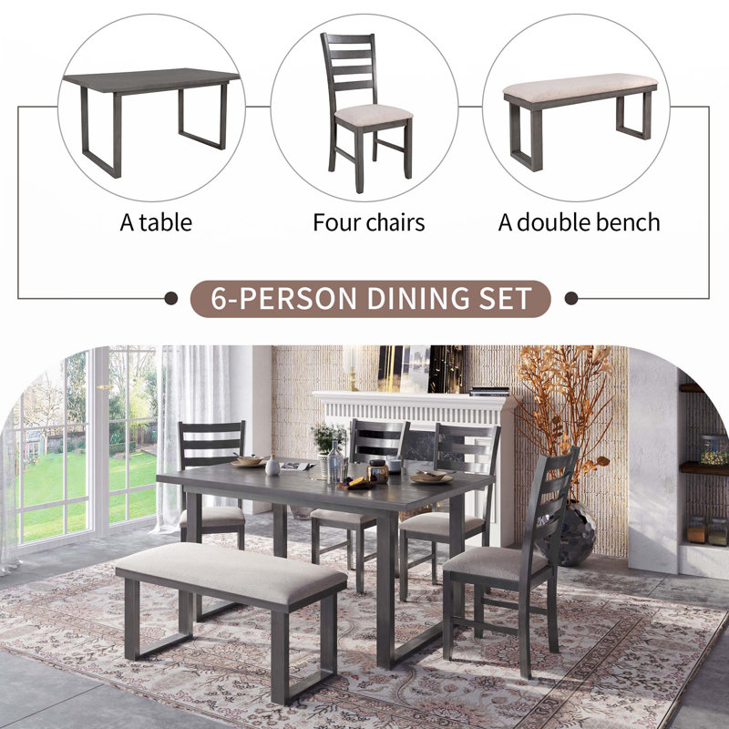 Ensemble de salle à manger en bois massif 6 pièces Family Furniture