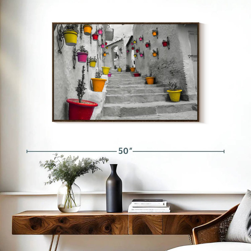 Escalier marocain Pop, 37 po x 25 po, Cadre flottant en noyer