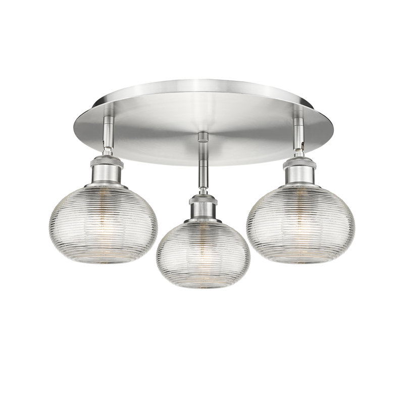 Plafonnier encastré Larrick, Nickel satiné, H 8 po x l 17,75 po x P 17,75 po