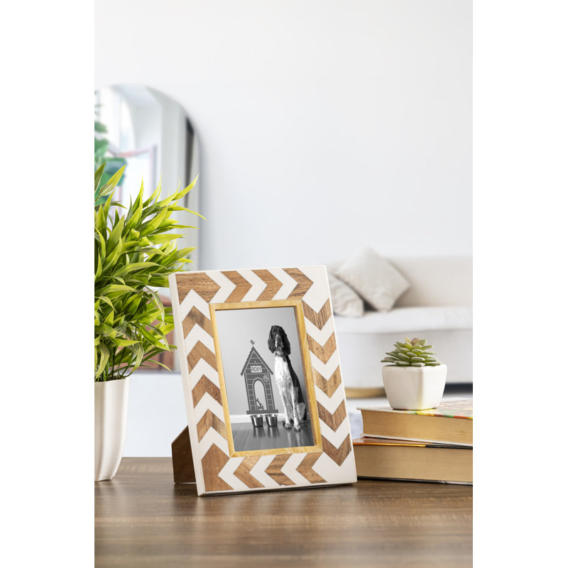 Cadre photo Chevron Charm, Blanc/naturel