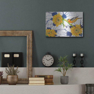 «Oriole with Sunflowers» par Carissa Luminess, art mural en métal
