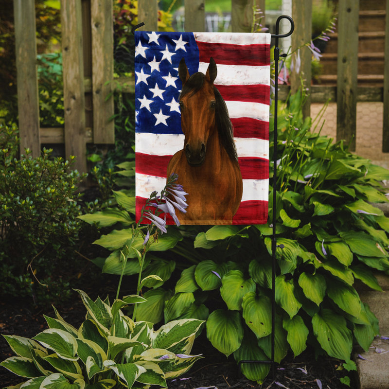 Bay Hanoverian Horse - Drapeau du jardin américain, Taille du jardin, Cheval - Hanovrien - Baie