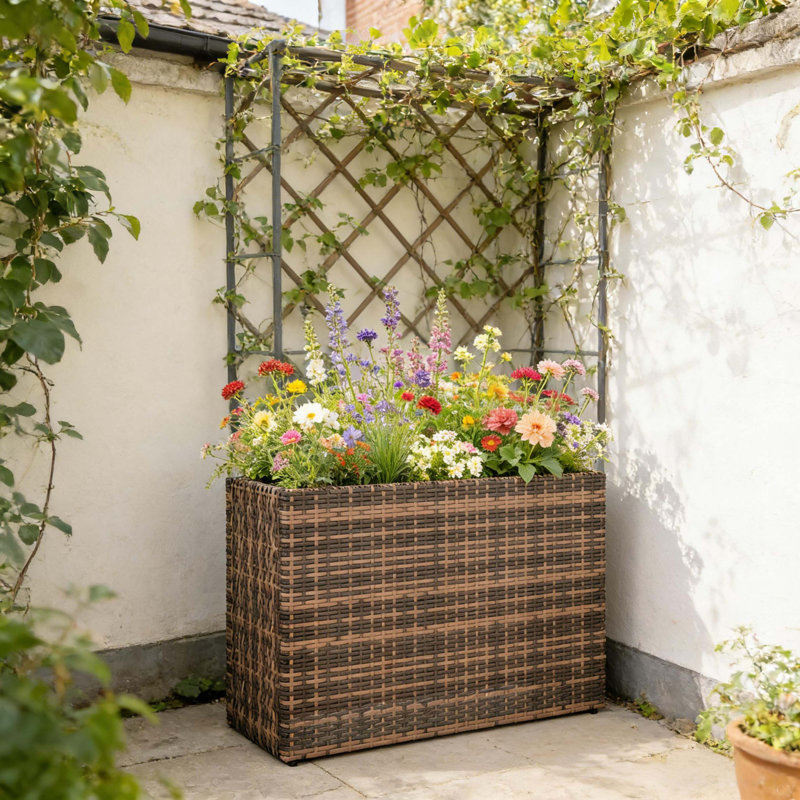 Modern Elevated Planter Box,Raised Garden Bed, Brown