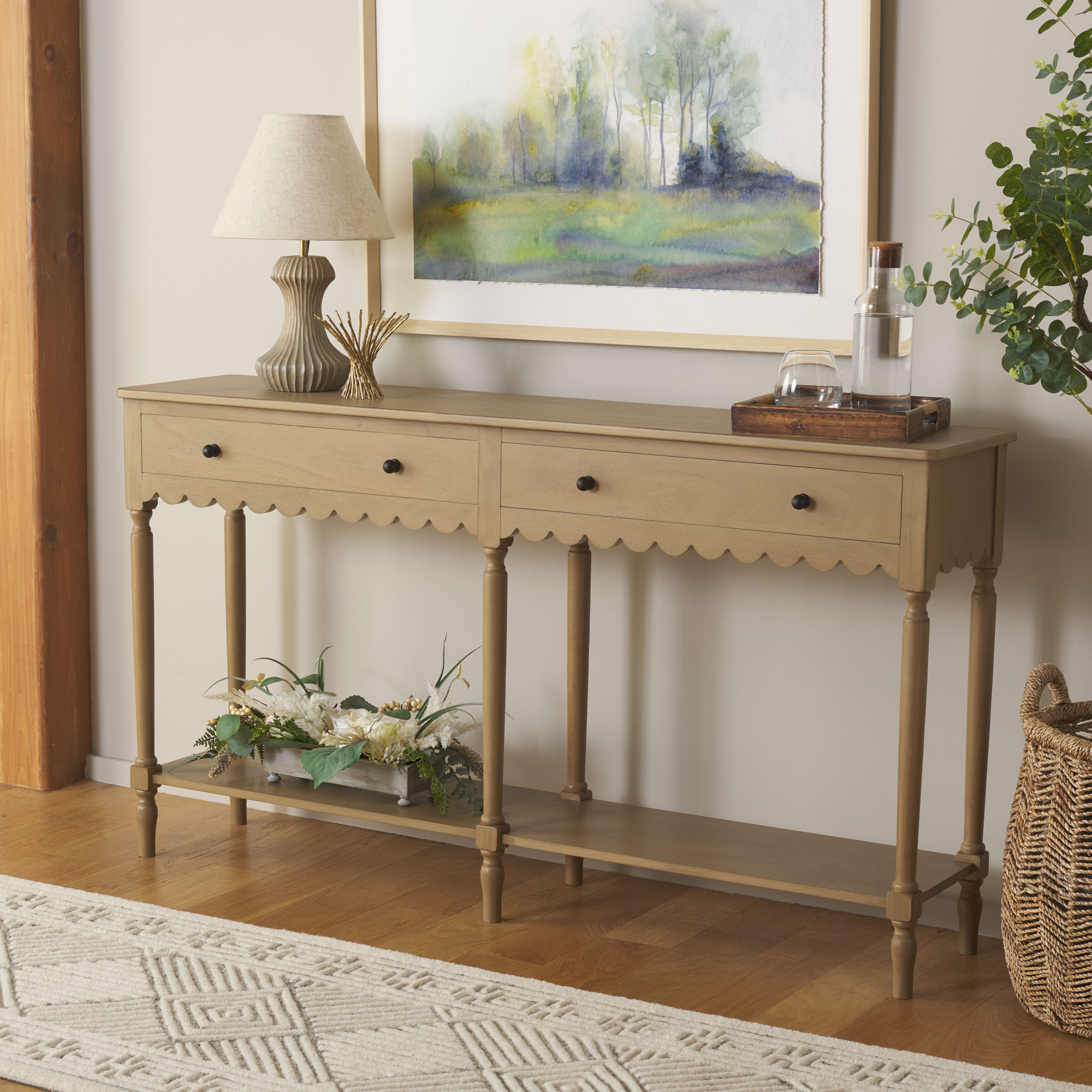 Branden 2-Drawer Console Table, Brown