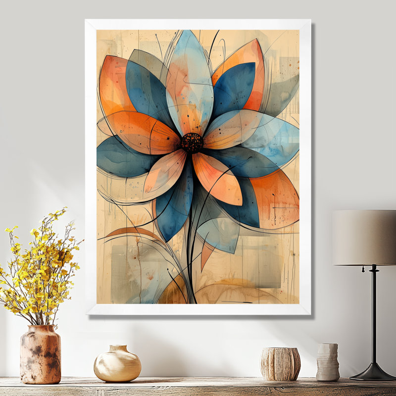 Hemenway - Floral Wall Art Living Room, H 20 po x l 12 po, Reproduction encadrée sans passe-partout, Blanc