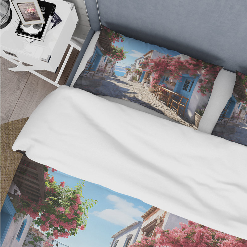 Grèce Greek Island Rhapsody - Ensemble de housse de couette paysages - Microfibre de polyester