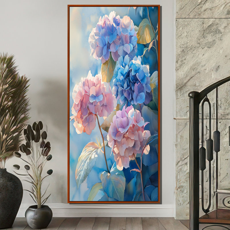 Hydrangeas In The Morning Light II - Hydrangea, reproduction d'art sur toile encadrée, H 60 po x l 28 po, Brun