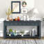 Console rustique en bois massif de 63 pouces avec 4 tiroirs et tablette inférieure pour le vestibule - Bleu marine