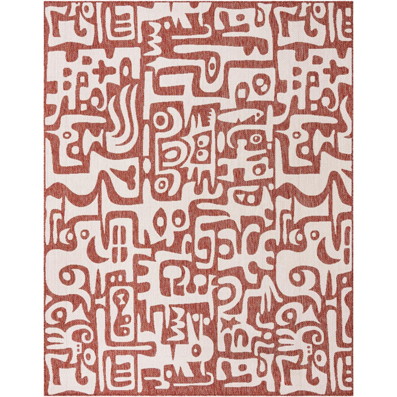 Tapis rouge rouille Aucun, Rectangle 7 pi 10 po x 10 pi