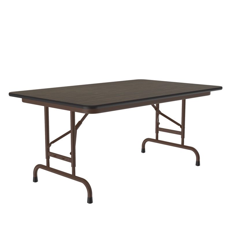 Walnut Adjustable Height Rectangular Folding Table