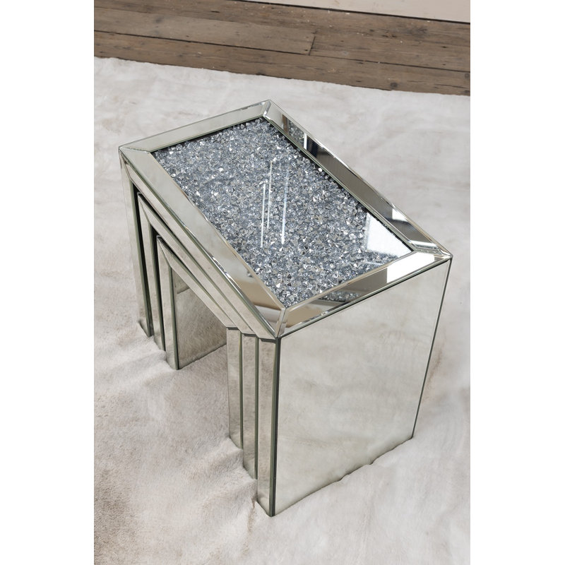 Howe Venetian Crushed Diamond 3 Piece Nest of Tables