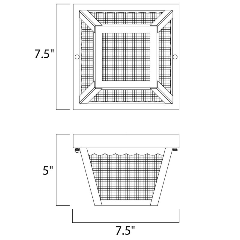 Carder 1 - Bulb Outdoor Flush Mount, Black, 5" H x 7.5" W x 7.5" D