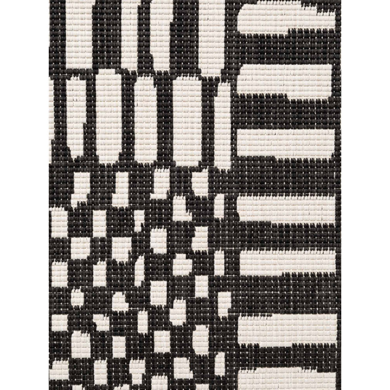 Deslie Geometric 200cm X 300cm Indoor / Outdoor Area Rug, Black