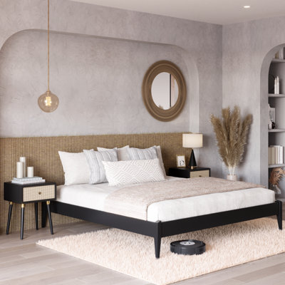 Finney Solid Wood Platform Bed without Headboard, Mid-Century Modern Bed Frame
