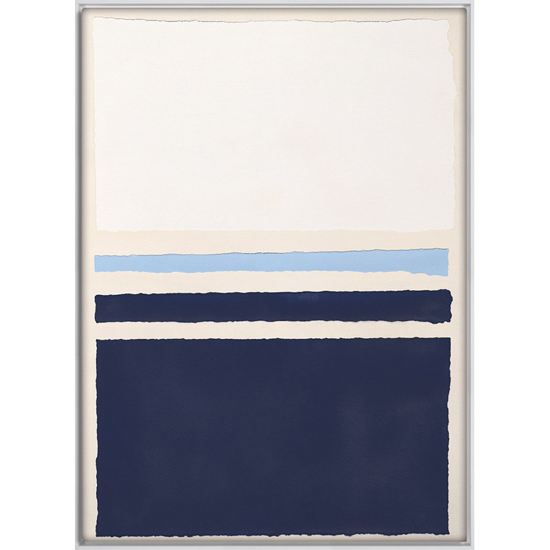"Blue Colorblock 5" par Kyle Goderwis - peinture sur toile encadrée, H 62 po x l 45 po