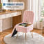 Tabouret de coiffeuse rose avec dossier - Petit banc de rangement repose-pieds carré avec compartiment caché - Revêtement en fausse fourrure de lapin doux - Fauteuil de maquillage moderne pour la chambre à coucher ou le salon-786382216
