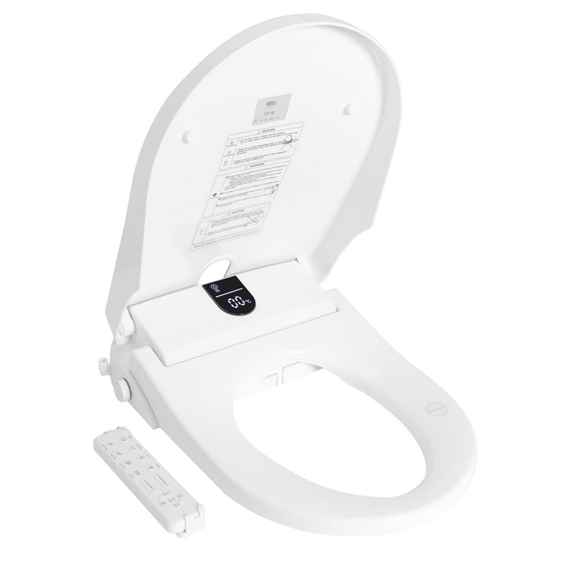 Electronic Smart Bidet Seat With Warm Air Drying, Heated Seat With Remote Control, Self-cleaning