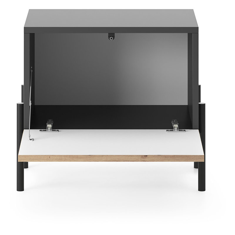Alsey 46cm W Manufactured Wood Bedside Table, Black/Beige