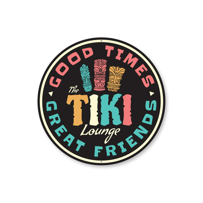 Plaque en aluminium The Tiki Lounge, H 18 po x l 18 po x P 0,06 po
