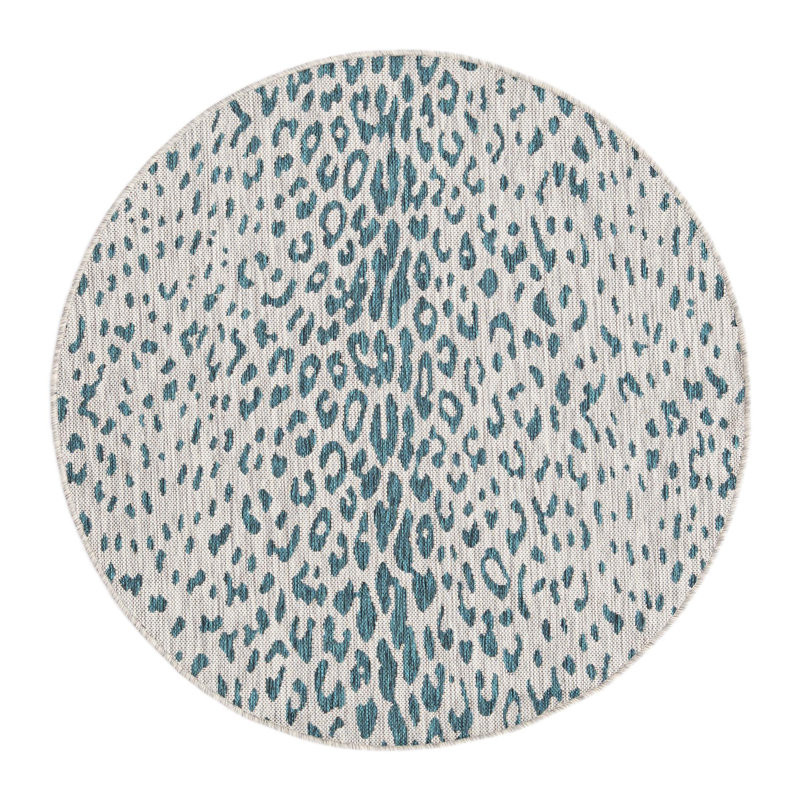 Tapis safari intérieur / extérieur sarcelle Teal, Rond 4 pi