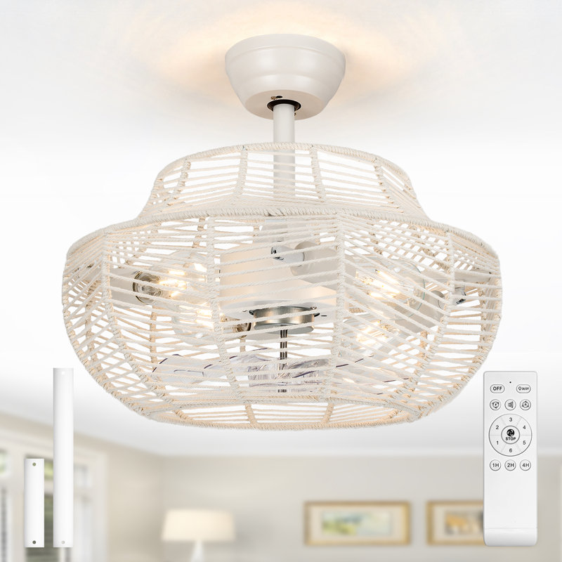 Ventilateur de plafond en cage 20 po avec lumières et télécommande Boho