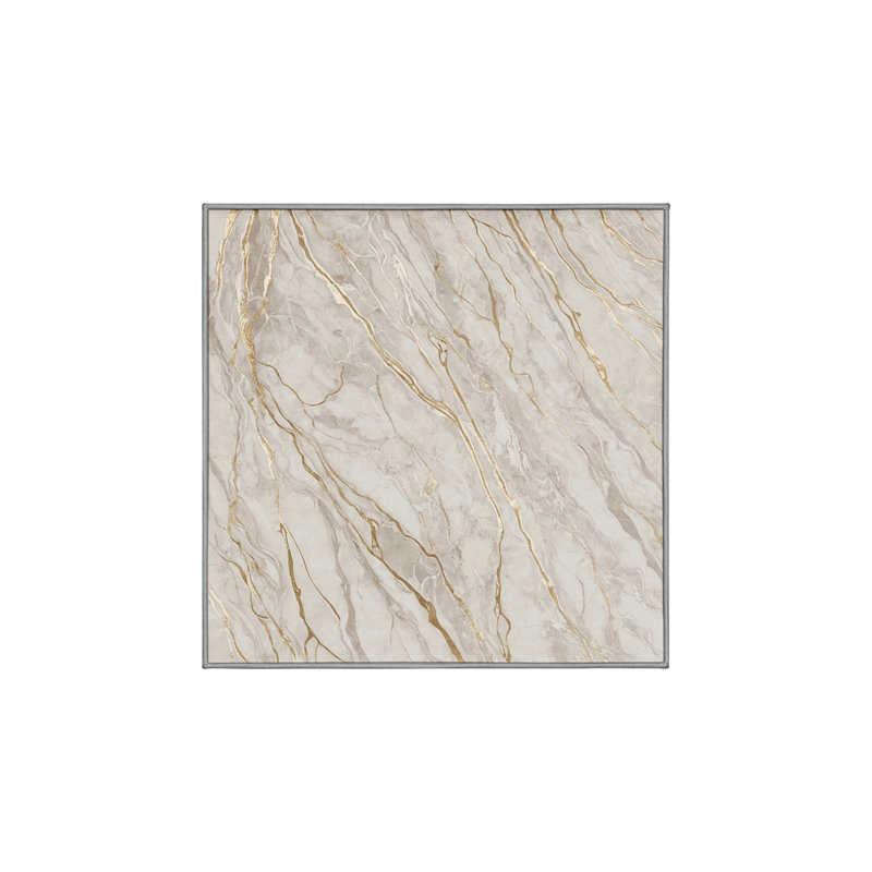 Machine Washable Gray Area Rug, Square 6'
