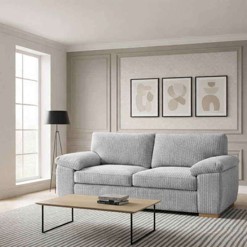2 Seater Corduroy Sofa, Silver