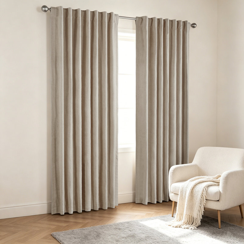 Paire de rideaux occultant en chenille (2 panneaux), L 52 po x L 108 po, Café