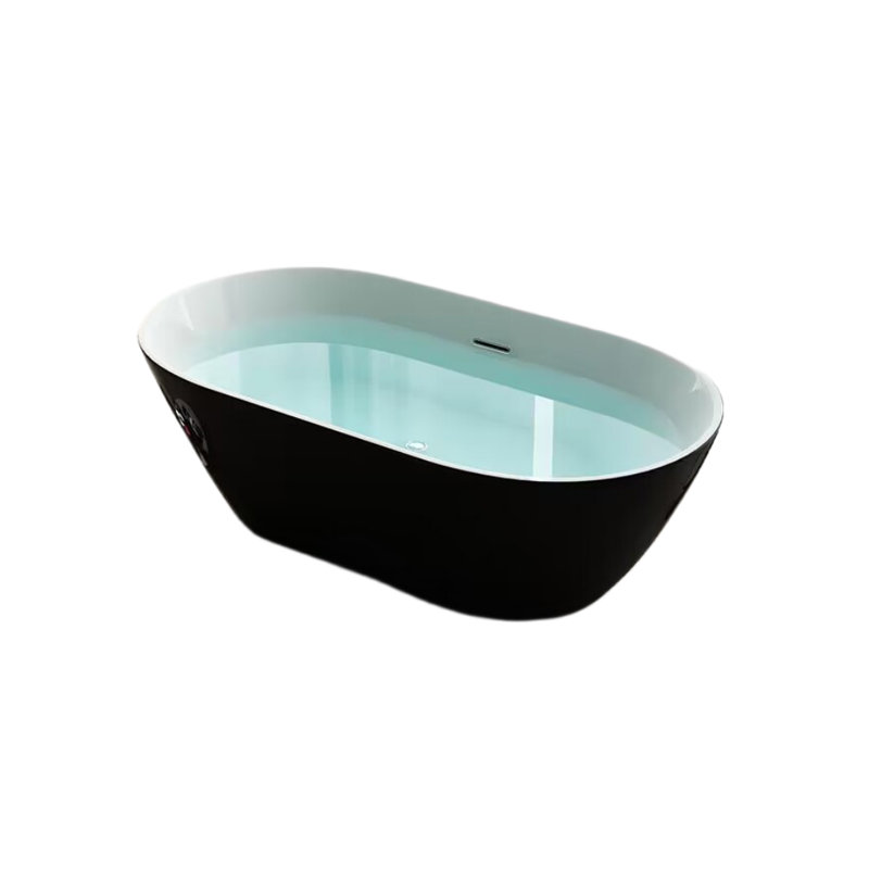 63'' x 29.5'' Soaking Acrylic Bathtub, Black