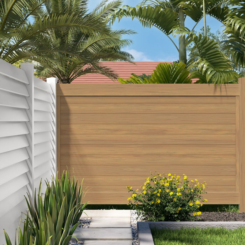 Horizontal Fence Cypress Vinyl Privacy Panel Kit, 6' H x 8' W