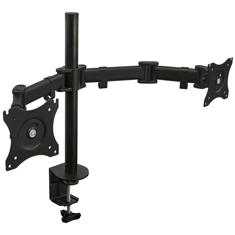 Black Dual Monitor Desk Mount with Adjustable Arms