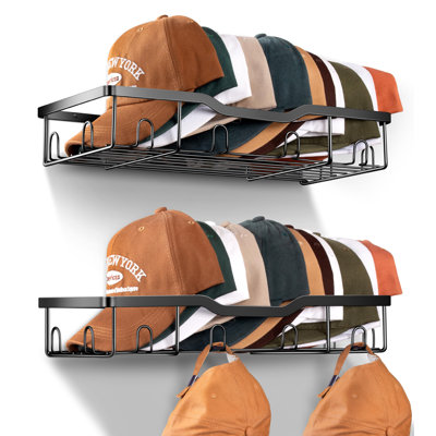 Porte-chapeaux en métal pour casquettes de baseball, organisateur mural pour 48 casquettes, 2 paquets Organisateur de rangement mural robuste