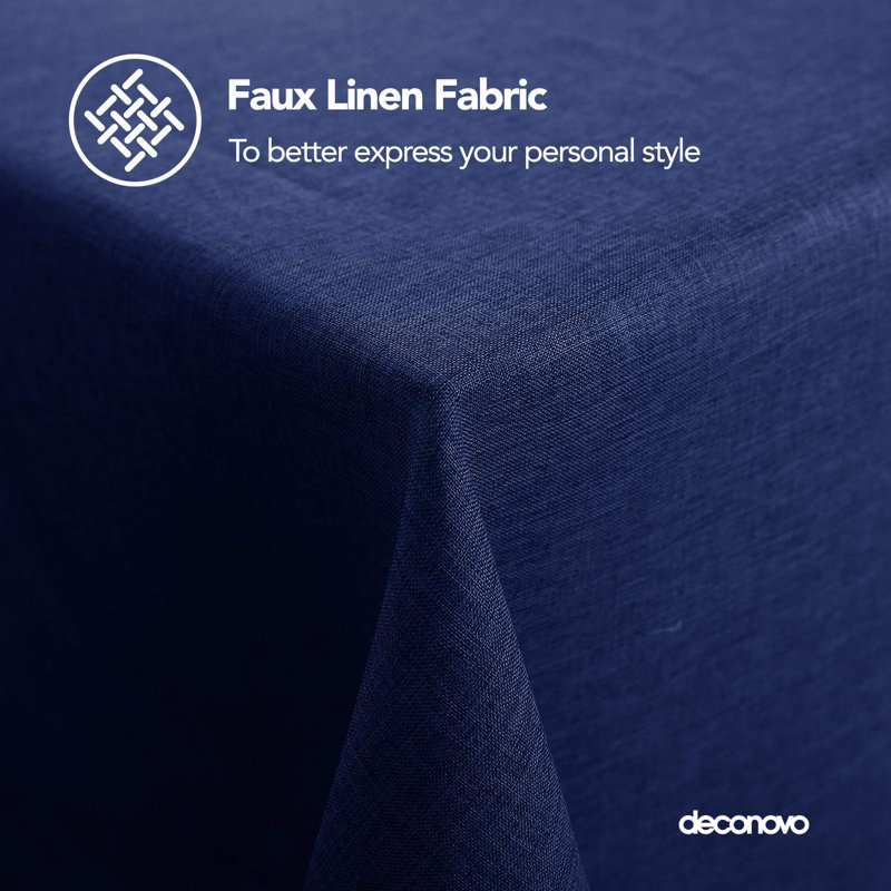 Wrinkle Resistant Waterproof Linen Look Tablecloth, Navy Blue, 54" Square