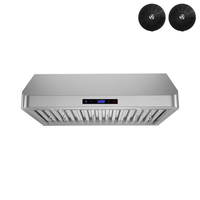 30 po T-1909-1-DL Hotte de cuisine sans conduit encastrable 406 pi³ / min en acier inoxydable brossé avec filtres à chicane, commande à pavé tactile, lumières DEL Montecreto