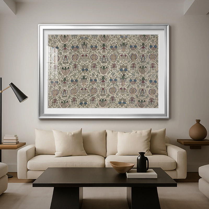 Motif floral répétitif - William Morris - reproduction encadrée avec passe-partout et verre Fin du 19e siècle, 30 x 5 x 42,5