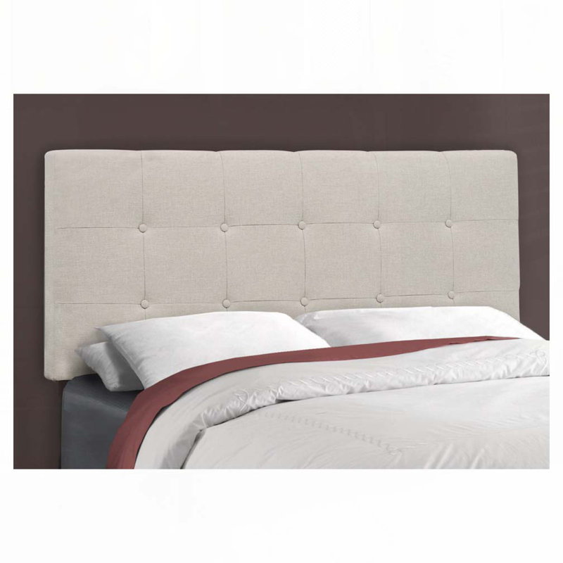 Lit plateforme en tissu d'ameublement, Beige, Lit double