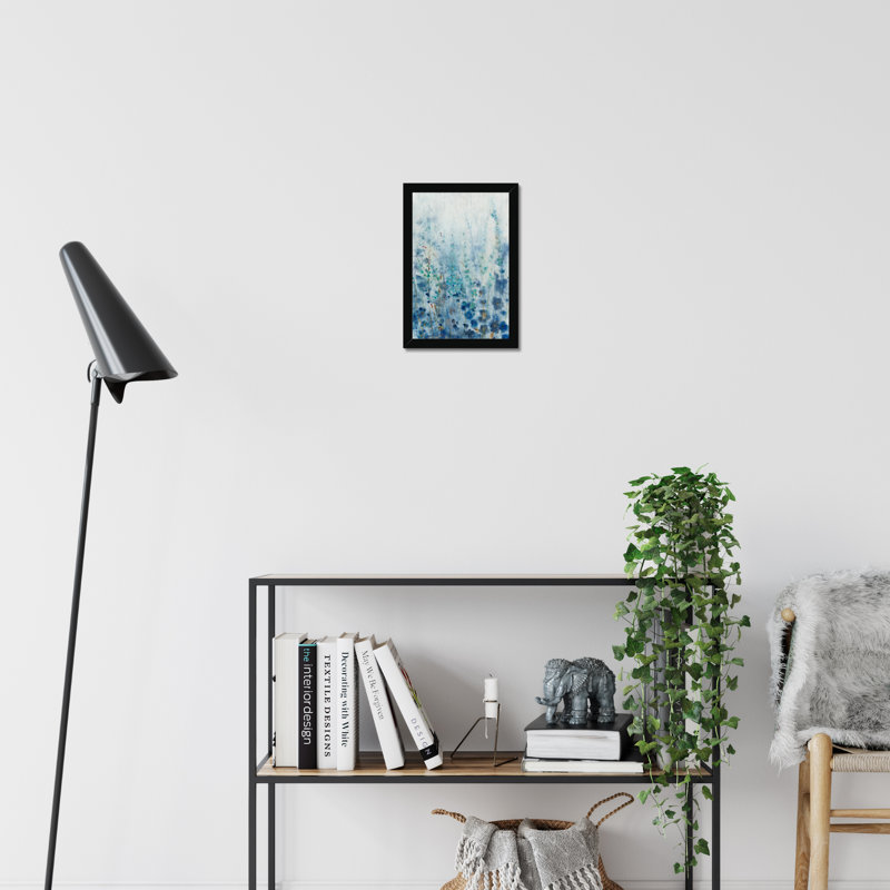 Misty Blooms I - Painting, 34cm H x 24cm W, Black Single Picture Framed Paper